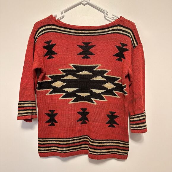 Chaps Tops - Chaps Ralph Lauren Womens XS Aztec Navajo Southwestern Knit Top Linen Blend Boho